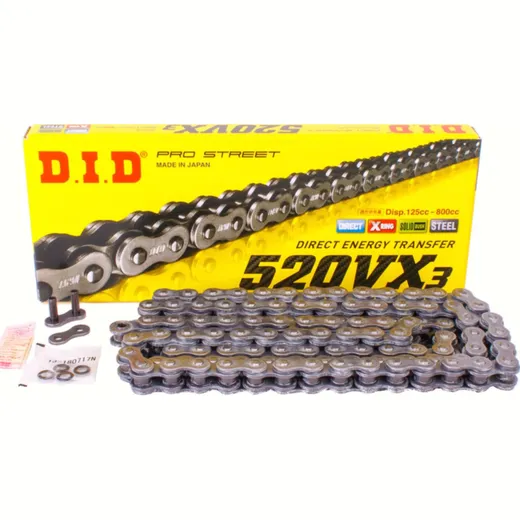 chain X-ring VX3, 520, 108 Black with rivet lock / usable up to 96kW (130HP) / up to 750cc
