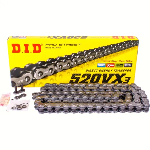 chain X-ring VX3, 520, 110 Black with rivet lock / usable up to 96kW (130HP) / up to 750cc