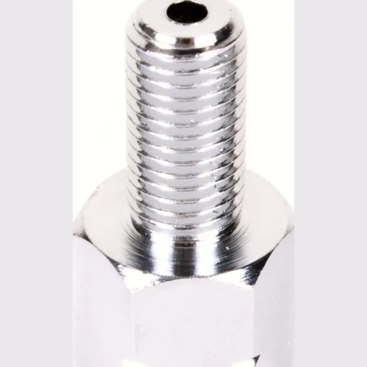 Mirror adapter chrome 10mm right thread out - 8mm left thread inside