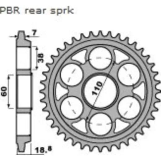 PBR aluminium rear sprocket hard anodized smoke grey 37T - 525