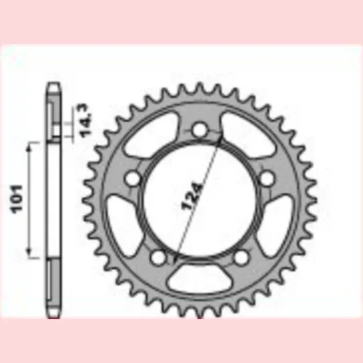 sprocket aluminium 4563, -520, 38 teeth