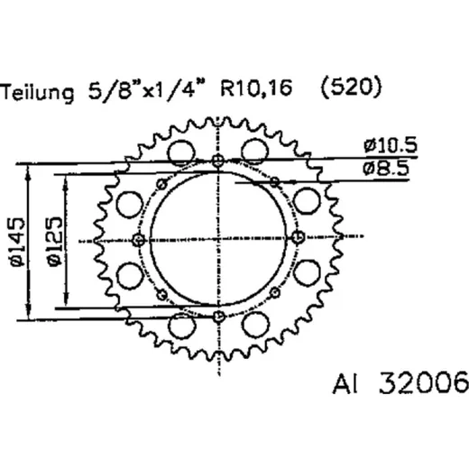 Aluminium-rear sprocket 41Z 520