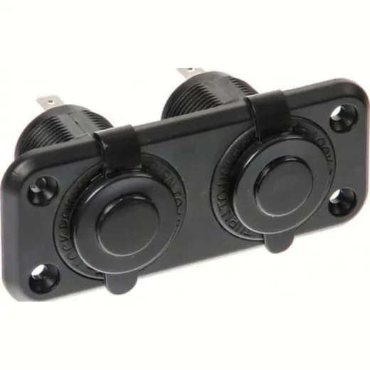 Ext-2, flush mount double socket, 12/24V