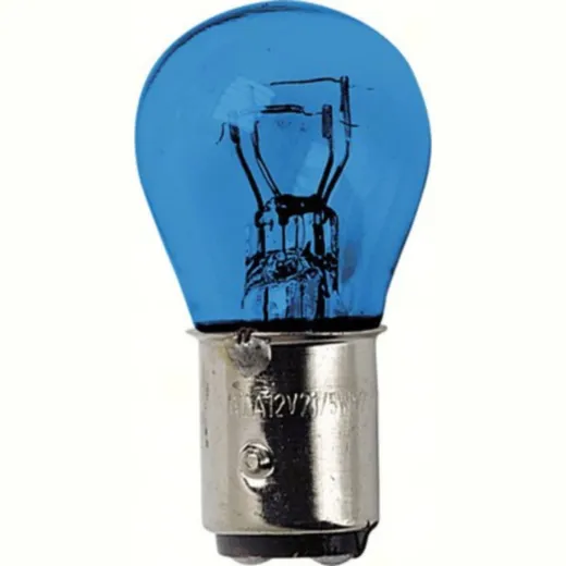 12V Blue Dyed Glass, double filament lamp - (P21/5W) - 21/5W - BAY15d - 2 pcs - D/Blister