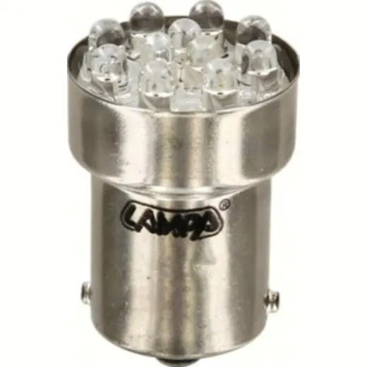 12V Multi-Led Lamp 11 Led - (R10W) - BA15s - 1 pcs - D/Blister - Red