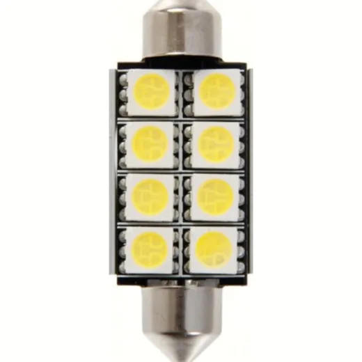 12V Hyper-Led 24 - 8 SMD x 3 chips - 15x42 mm - SV8,5-8 - 1 pcs - Box - White - Double polarity - Built-in resistor