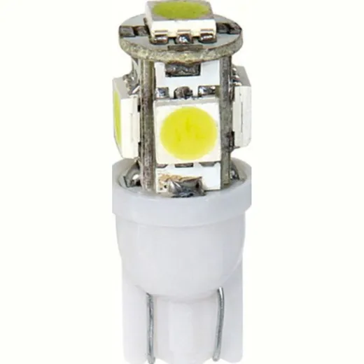 12V Hyper-Led 15 - 5 SMD x 3 chips - (T10) - W2,1x9,5d - 2 pcs - D/Blister - White - Double polarity