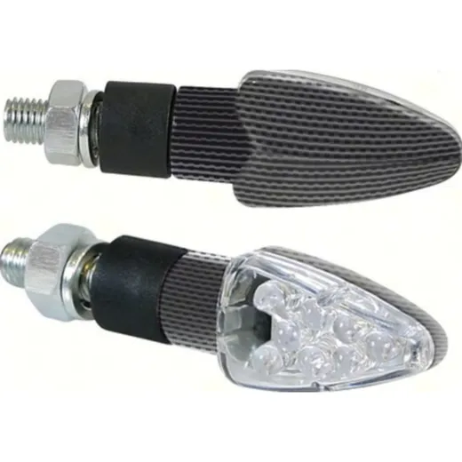 Atom, mini corner lights - 12V LED - carbon design - homologated