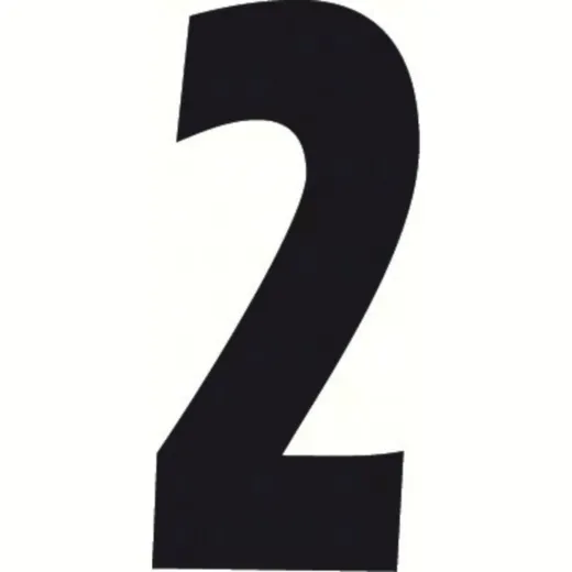 T-7 schwarze KLEBEZAHL "2" 140 X 65 MM