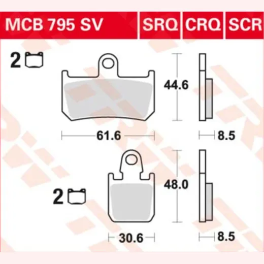 Scheibenbremsbeläge MCB 795 SCR racing ohne ABE