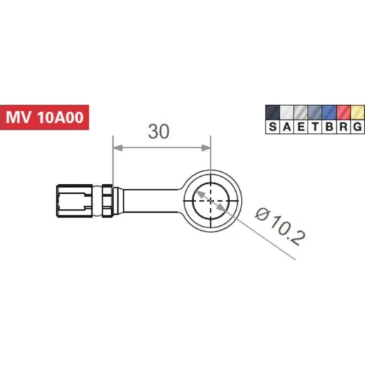 Fitting 10,2 mm, straight yellow