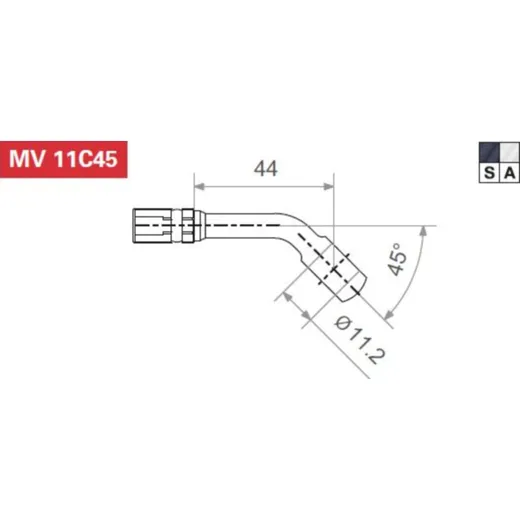 Fitting 11.2 mm, 45° angled, black