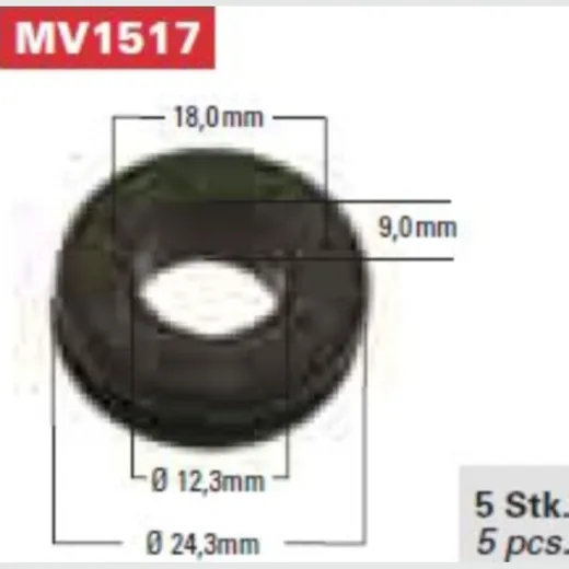 Rubber grommet MV1517, round, diam. 24,3 mm, 9mm thick, 12,3 mm hole (pack of 5)