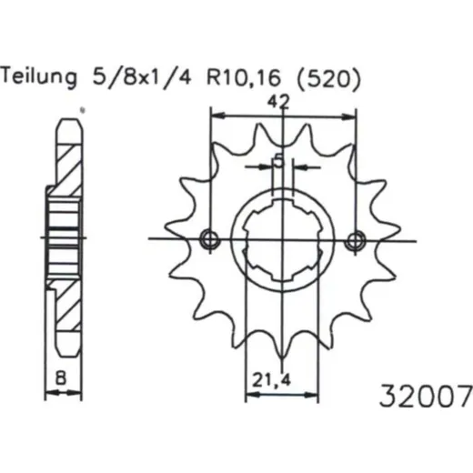 Zahnrad Ritzel 520T 14ZXT/TT350/600