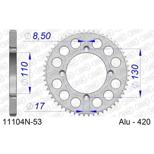 Alu-Kettenrad AFAM 420 - 36Z Silber 11101N36