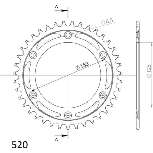Steel-Rear Sprocket / Chain Wheel Supersprox 520/38t black