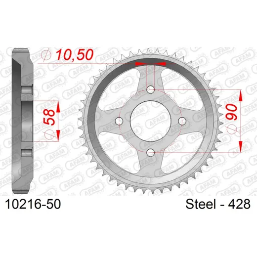 Stahl-Kettenrad AFAM 520 - 40Z Silber 1021440