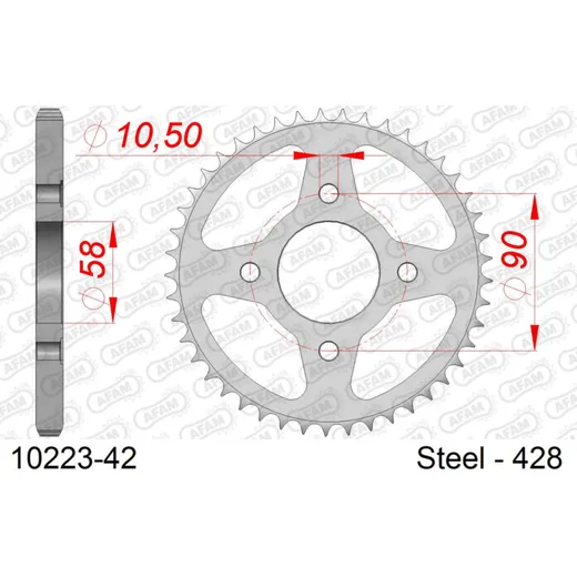 Steel Chain Wheel - Rear Sprocket AFAM 520 - 39t SILVER 1022139