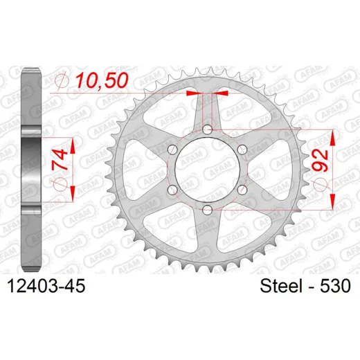 Steel Chain Wheel - Rear Sprocket AFAM 520 - 47t SILVER 1232347