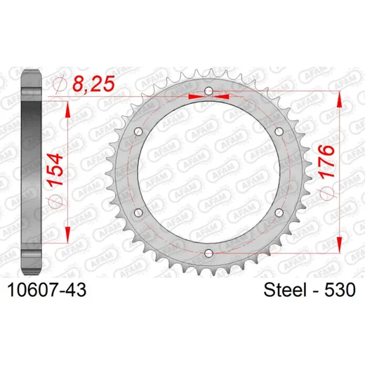 Steel Chain Wheel - Rear Sprocket AFAM 530 - 40t SILVER 1060540