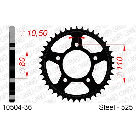 Steel Chain Wheel - Rear Sprocket AFAM 520 - 48t SILVER 1050148