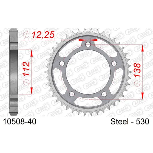Stahl-Kettenrad AFAM 530 - 33Z Silber 1050333