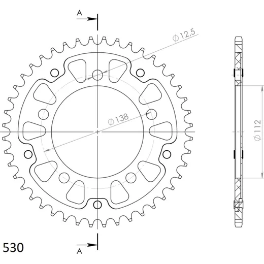 Stealth-Rear Sprocket / Chain Wheel Supersprox 530/44t black
