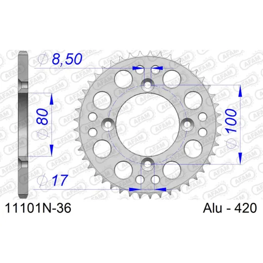 Steel Chain Wheel - Rear Sprocket AFAM 520 - 41t SILVER 1062741