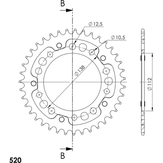 Stealth-Rear Sprocket / Chain Wheel Supersprox 520/38t gold 10509S38