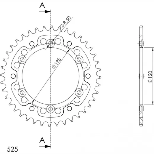 Stealth-Rear Sprocket / Chain Wheel Supersprox 525/38t red