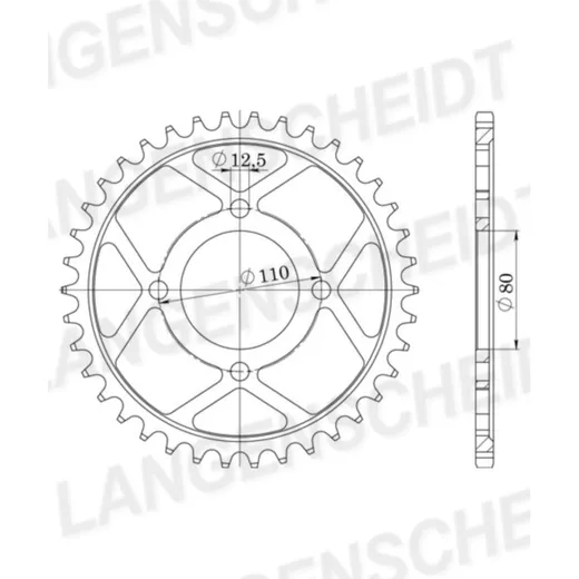 Steel-Rear Sprocket / Chain Wheel Supersprox 630/38t black