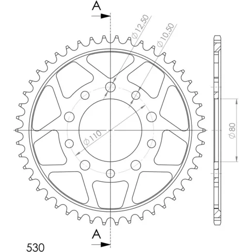 Steel-Rear Sprocket / Chain Wheel Supersprox 530/47t black