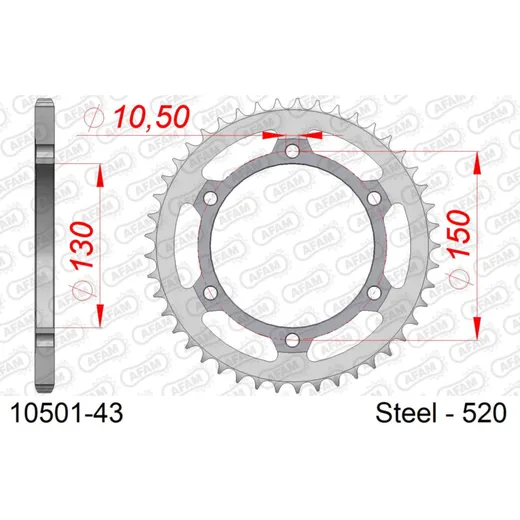 Steel Chain Wheel - Rear Sprocket AFAM 530 - 40t SILVER 1040540