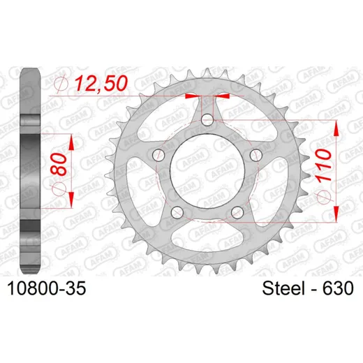 Steel Chain Wheel - Rear Sprocket AFAM 530 - 43t BLACK 1061943