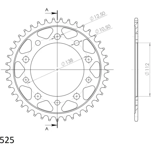 Steel Edge-Rear Sprocket / Chain Wheel Supersprox 525-42t black 10613-K42