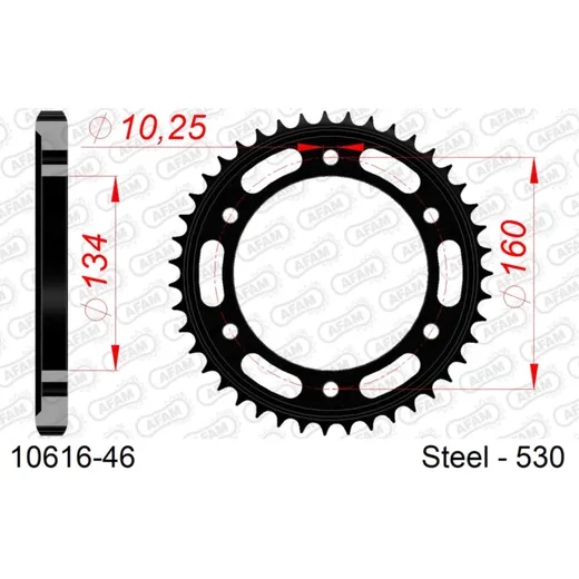 Stahl-Kettenrad AFAM 525 - 43Z Silber 1061343