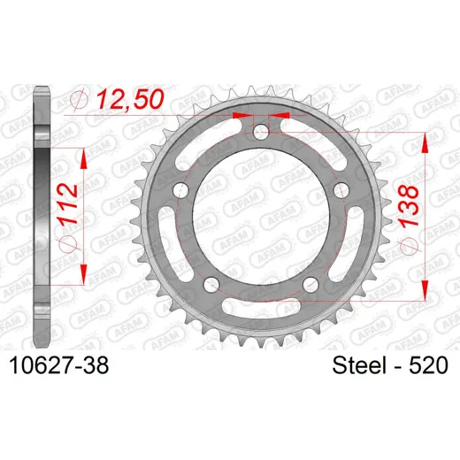 Steel Chain Wheel - Rear Sprocket AFAM 525 - 46t BLACK 1061746