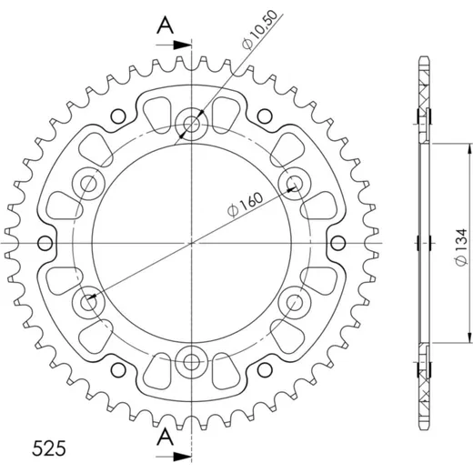 Stealth-Rear Sprocket / Chain Wheel Supersprox 525/50t red