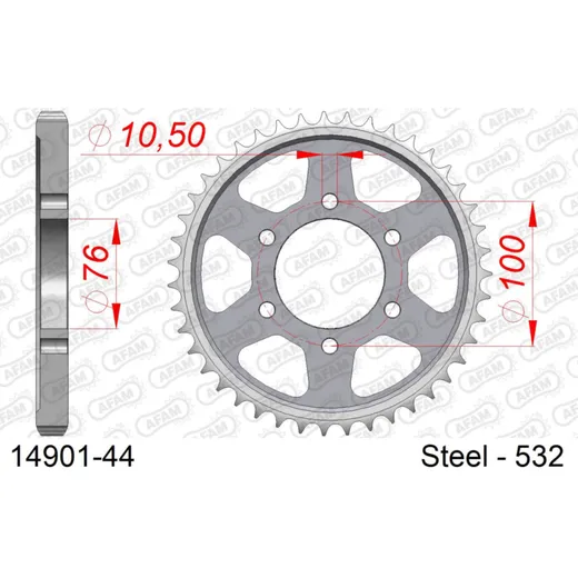 Steel Chain Wheel - Rear Sprocket AFAM 530 - 43t SILVER 1450343