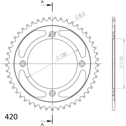 Steel-Rear Sprocket / Chain Wheel Supersprox 420/47t black 11104-47