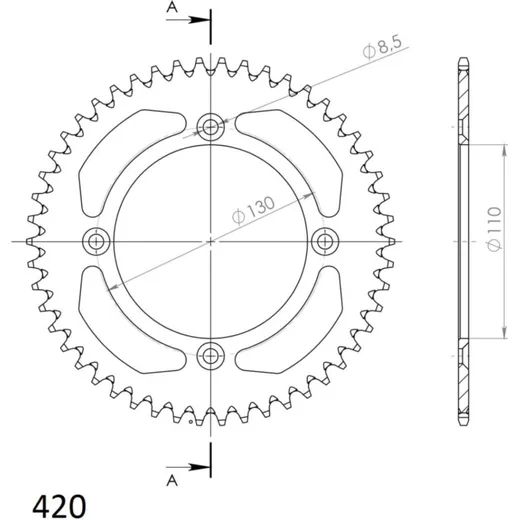 Alu-Rear Sprocket / Chain Wheel Supersprox 420/52t black