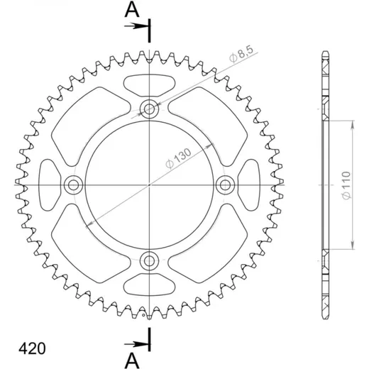Alu-Rear Sprocket / Chain Wheel Supersprox 420/54t red