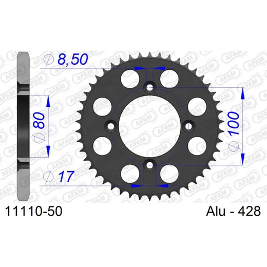 Alu Chain Wheel - Rear Sprocket AFAM 420 - 49t SILVER 11104N49