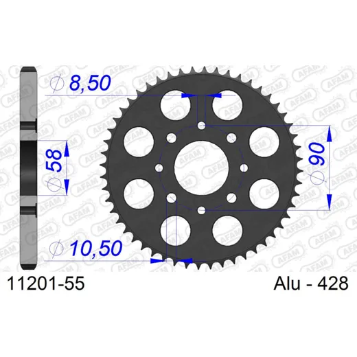 Alu-Kettenrad AFAM 420 - 53Z Silber 11104N53