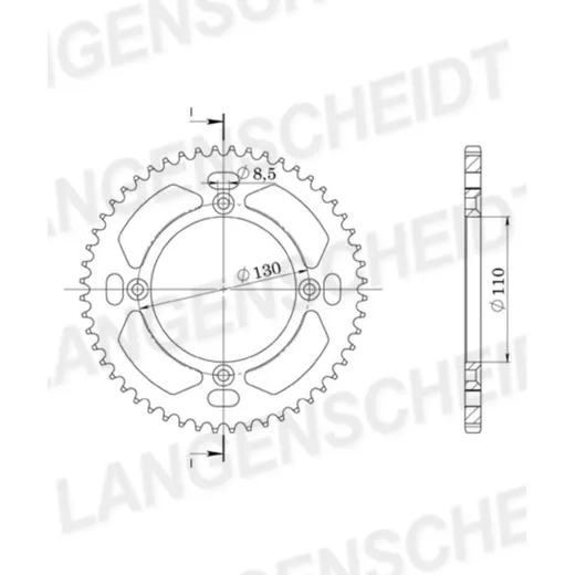 Alu-Kettenrad Esjot 428 - 54Z silber