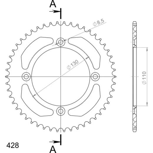 Alu-Rear Sprocket / Chain Wheel Supersprox 428/49t black