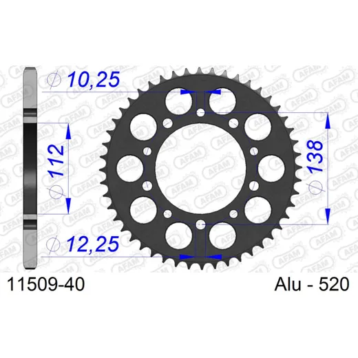Alu Chain Wheel - Rear Sprocket AFAM 520 - 49t RED 11212PR+49