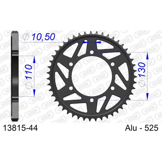 Alu Chain Wheel - Rear Sprocket AFAM 520 - 48t Gun Metal 1360448