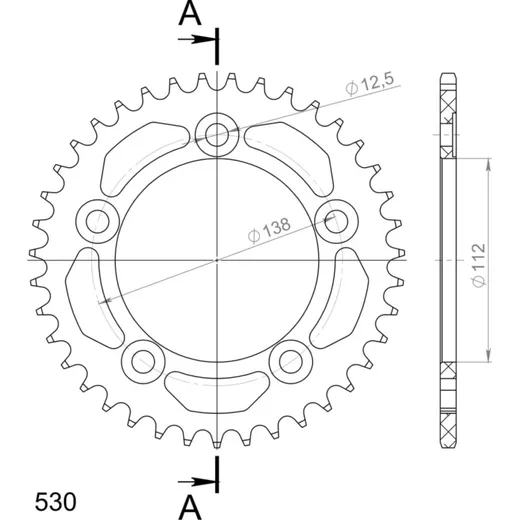 Alu-Rear Sprocket / Chain Wheel Supersprox 530/39t black
