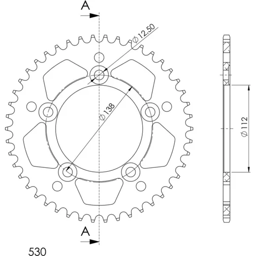 Alu-Rear Sprocket / Chain Wheel Supersprox 530/46t black 11508AK46